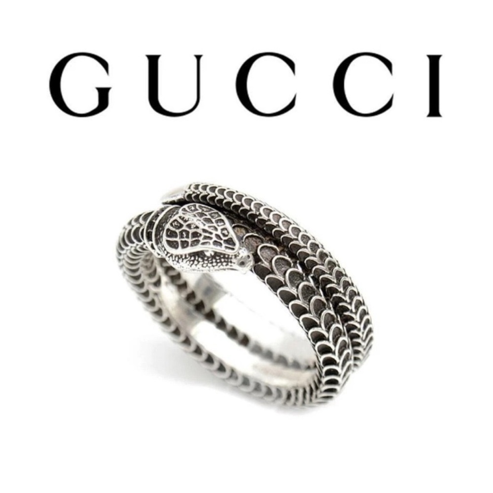 NWT Gucci Garden Sterling Silver Snake Ring Eur Size 13/US 6 w/box, dusty, COA
